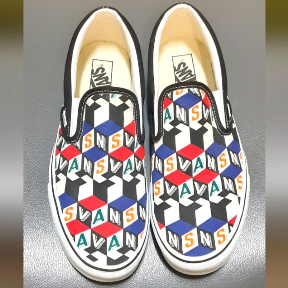 Vans Men's Slip on Multi Color Checkered Shoes (Size 11.5) - Picture 10 of 15